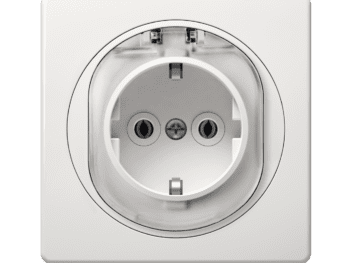 EON vägguttag enkel med lock 16A/250V~ med insats i porslin